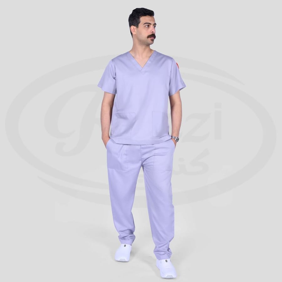 طقم سكراب طبي كنزي للجنسين لون رصاصي فاتح