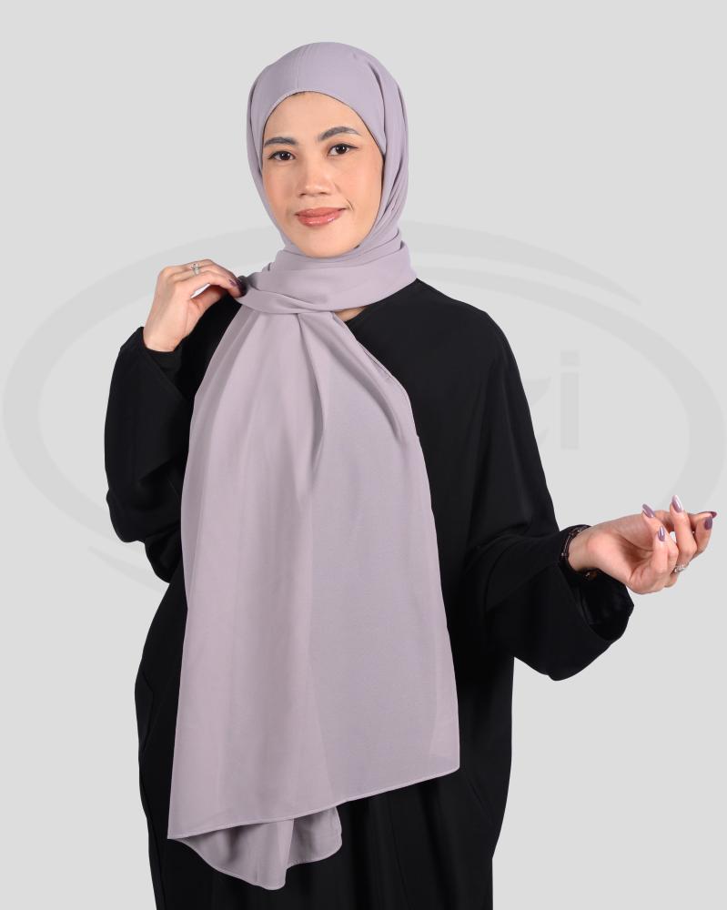 حجاب نسائي شيفون مثبت بقبعة أنيق