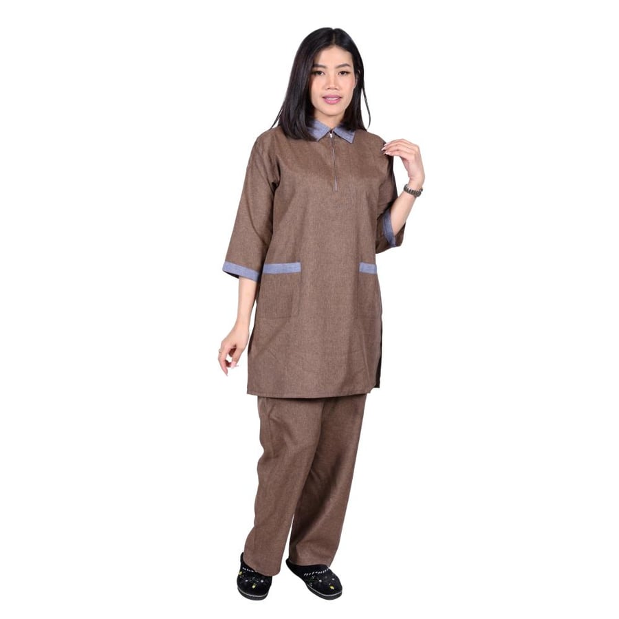 Housemaid set with brown zipper WE