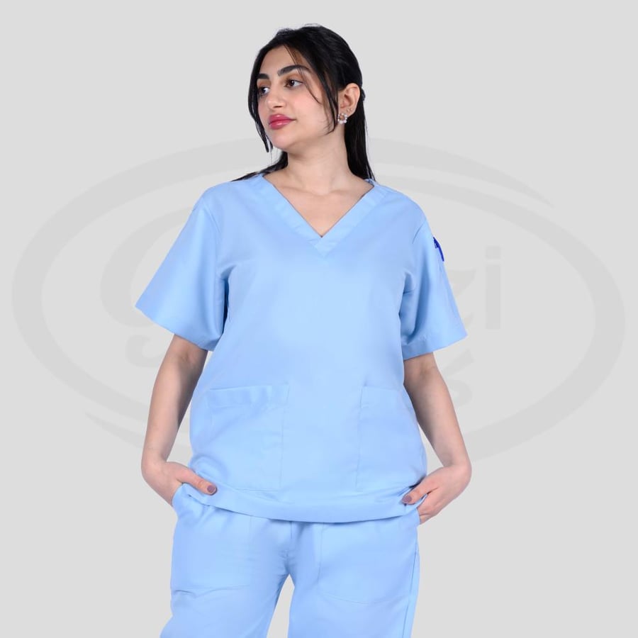 طقم سكراب طبي كنزي للجنسين لون سماوي فاتح