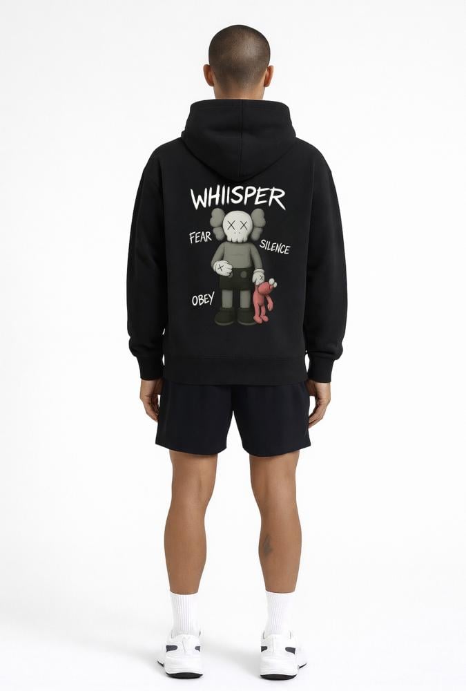 BLACK HOODIE OVER SIZEغ