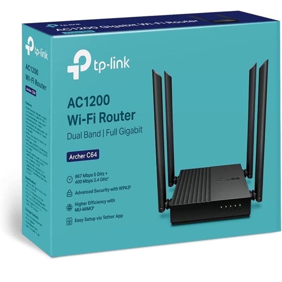 راوتر واي فاي AC1200 ثنائي النطاق جيجابت من تي بي لينك Archer C64