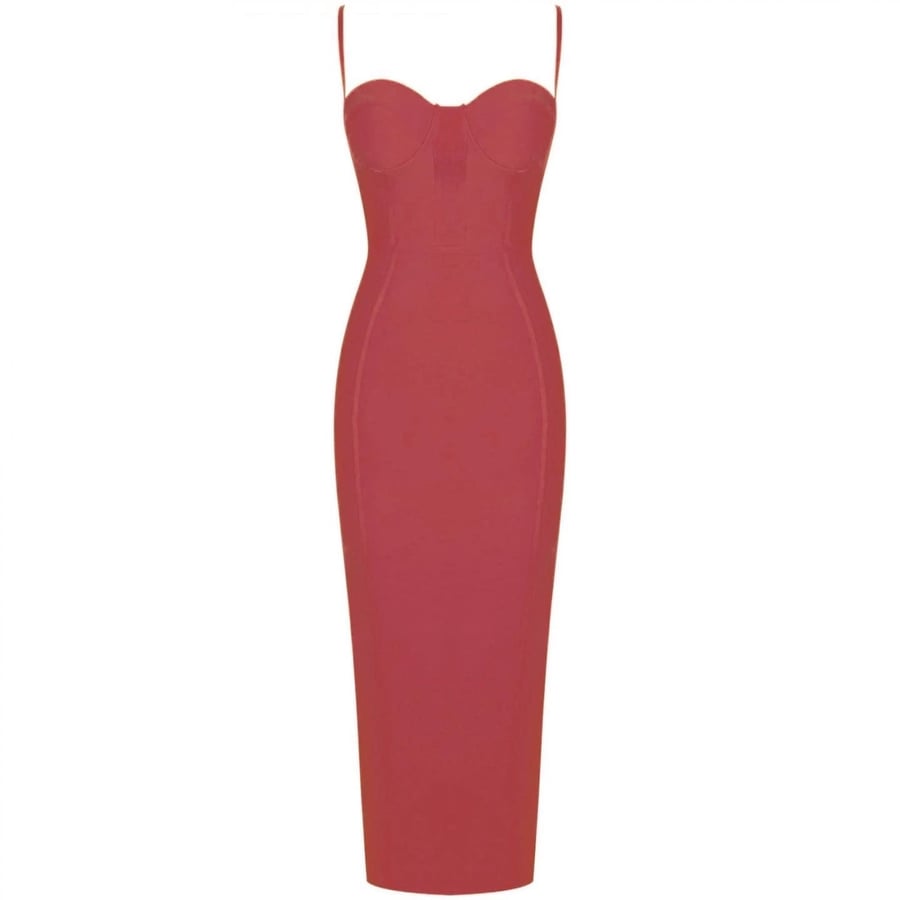 Red dress with a corset style