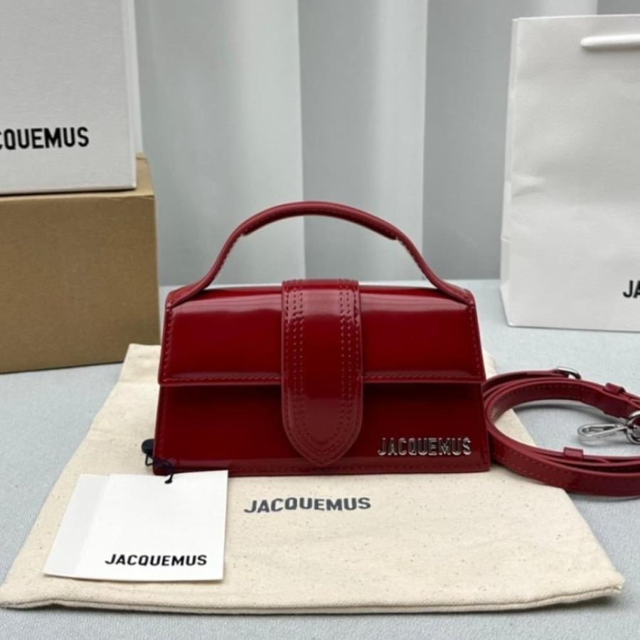Jacquemus Le Grand Bambino Shoulder Bag in red leather