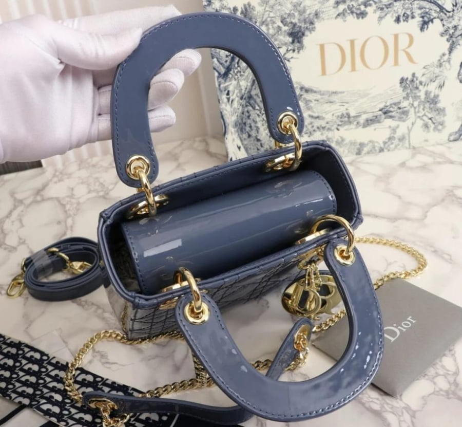 Dior 17cm Small Bag in Shiny Grey