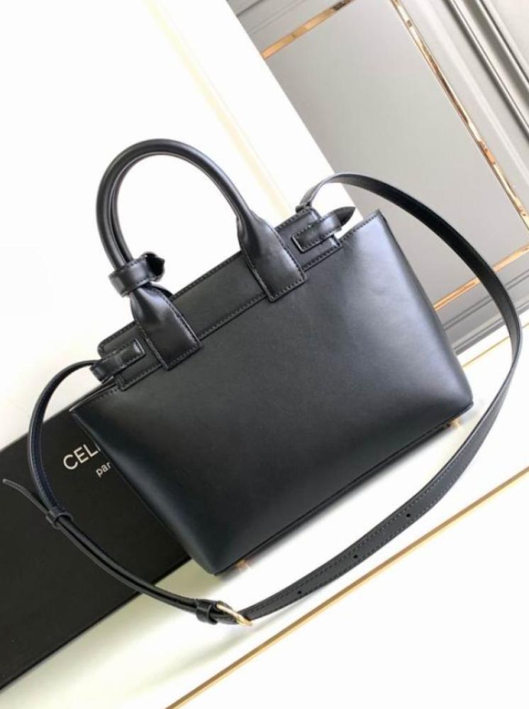 black Celine Teen Conti Bag in supple grained calfskin,