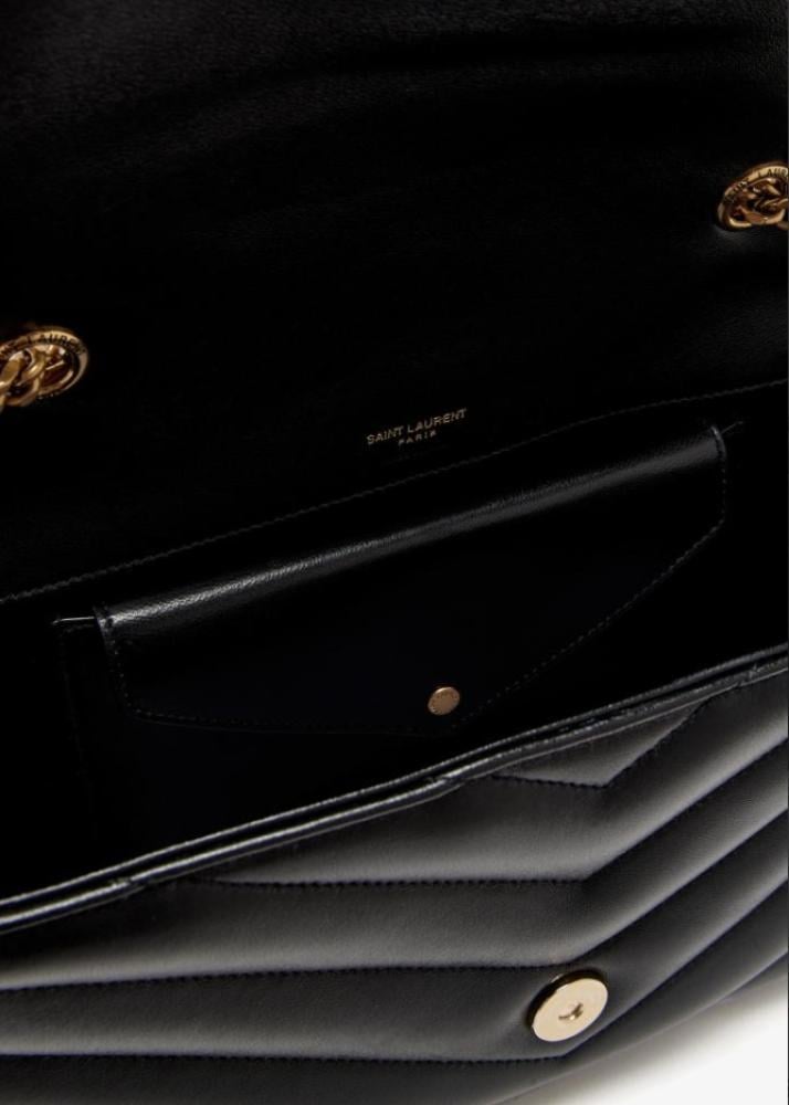 Saint Laurent Loulou Medium Shoulder Bag in black quilted leather