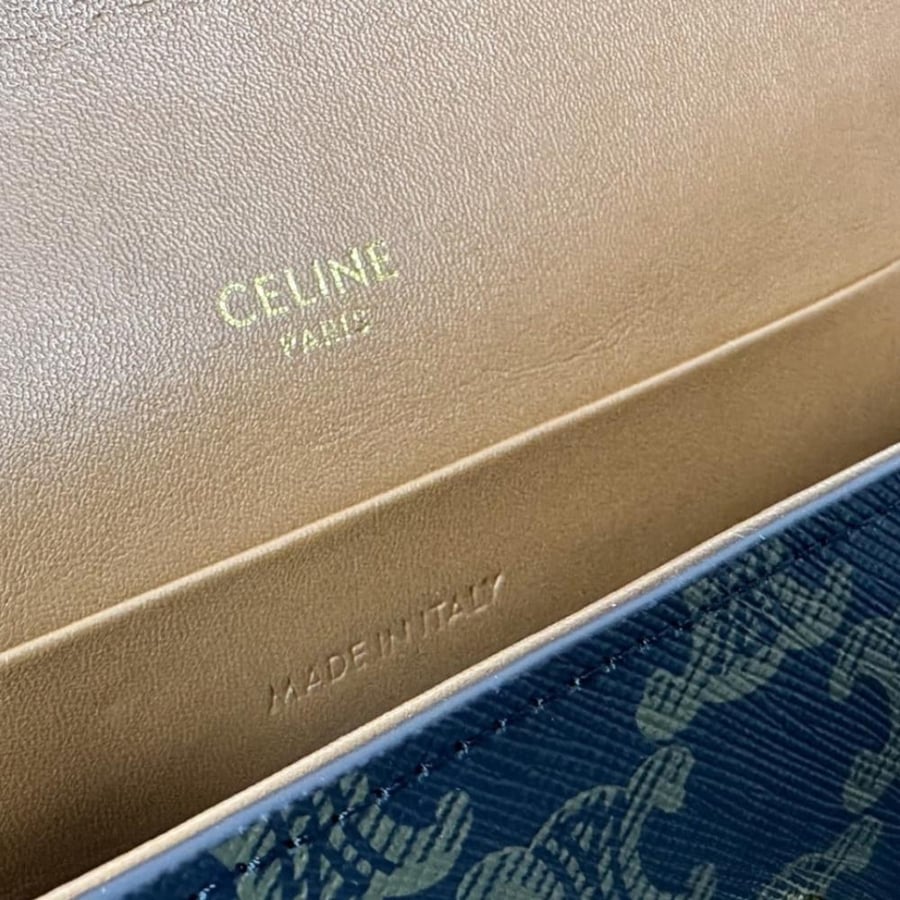 Celine Claude Shoulder Bag in Triomphe canvas and calfskin