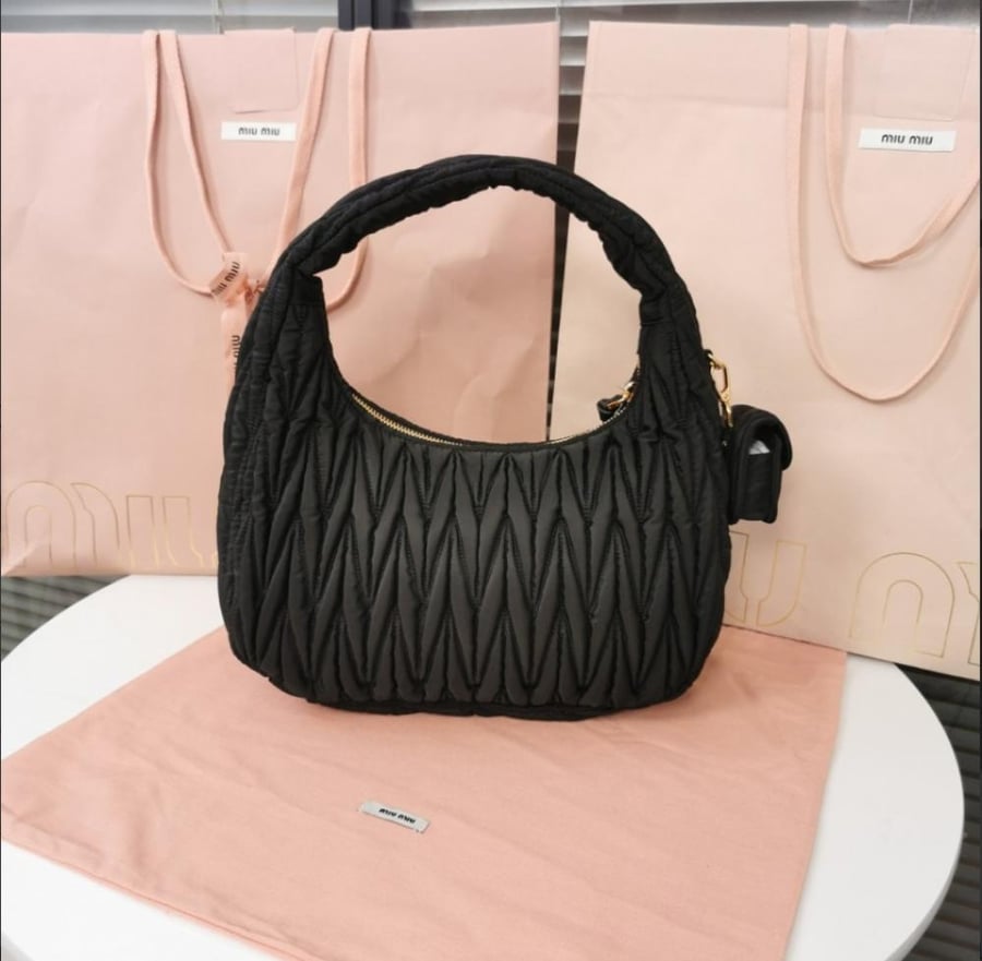 Miu Miu Wander Matelassé Regenerated Nylon Hobo Bag