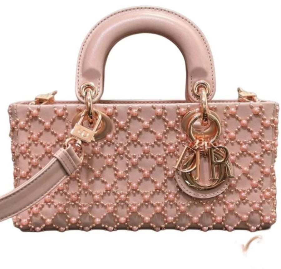 Dior Small Lady D-Joy Bag in Rose des Vents Cannage Calfskin