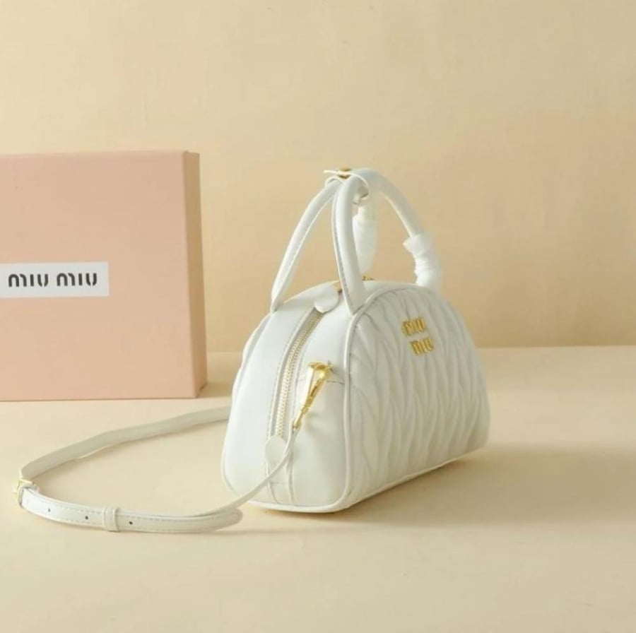 Miu Miu White Mini Arcadie Top-handle Bag in Matelassé Nappa