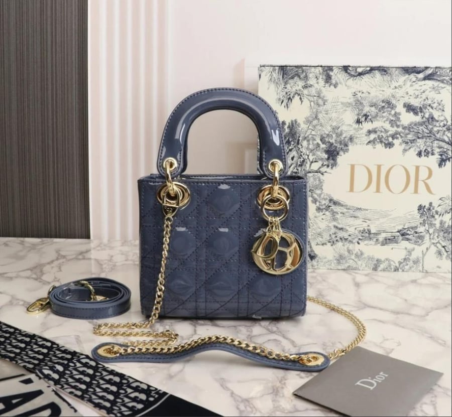 Dior 17cm Small Bag in Shiny Grey