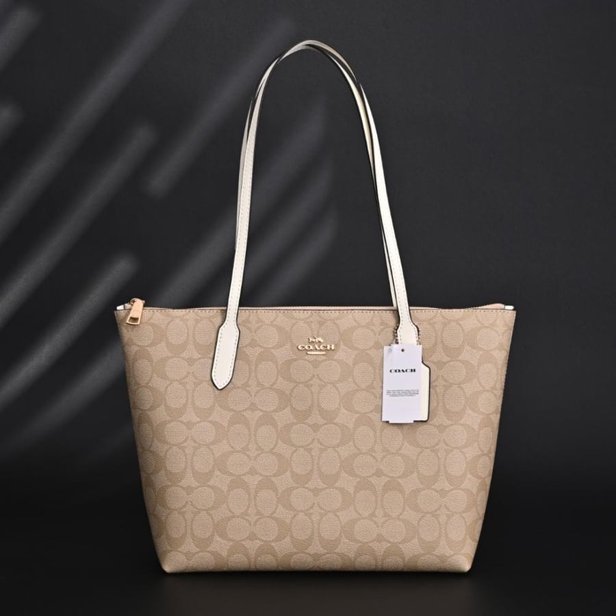 COACH women's bag zip zipper tote bag commuter large capacity bag presbyopia soft leather shoulder hand bag 4455