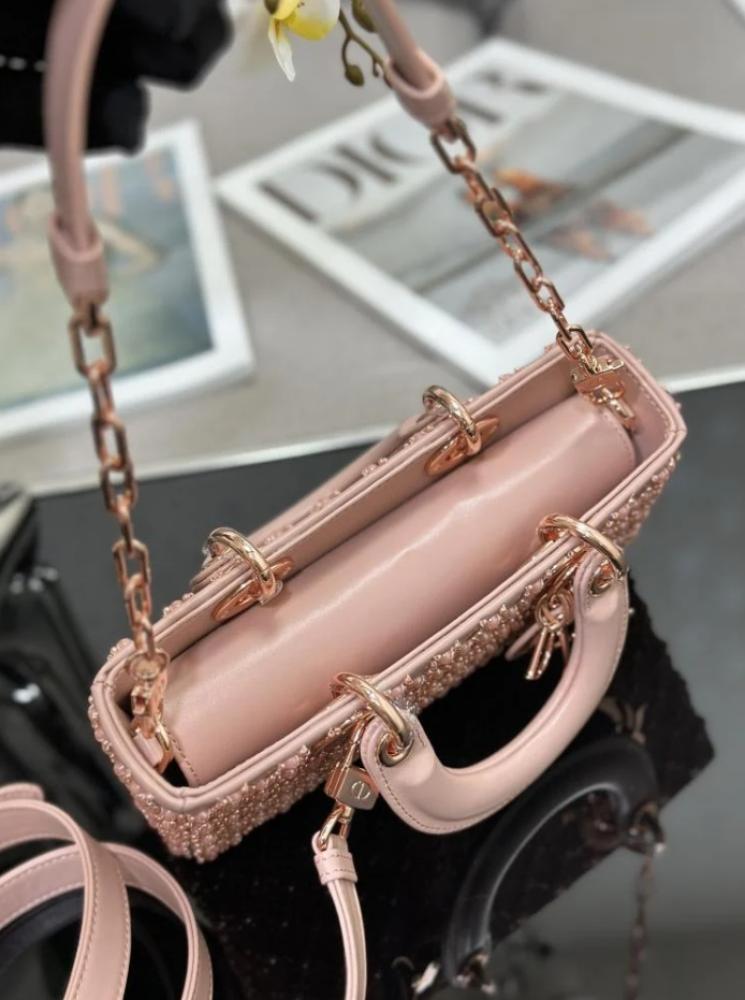 Dior Small Lady D-Joy Bag in Rose des Vents Cannage Calfskin