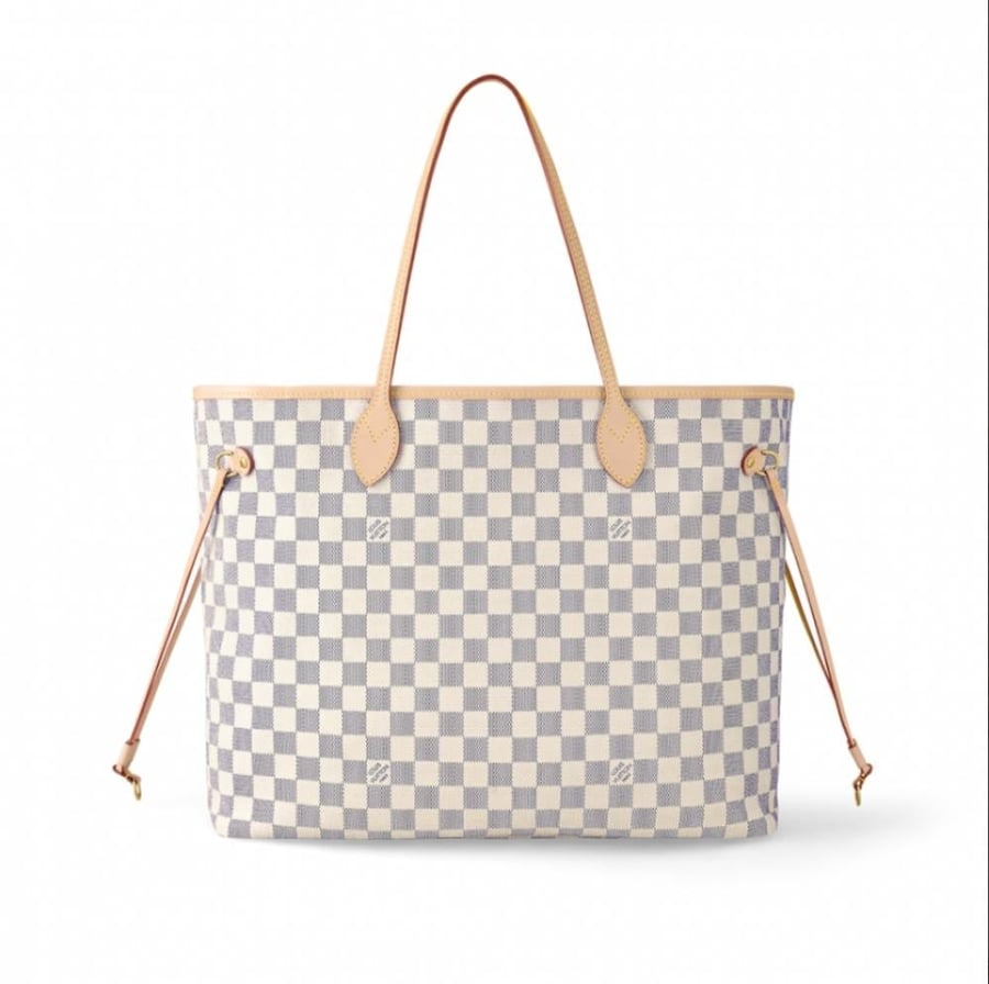 Louis Vuitton Neverfull MM Tote Bag in Damier Azur Canvas