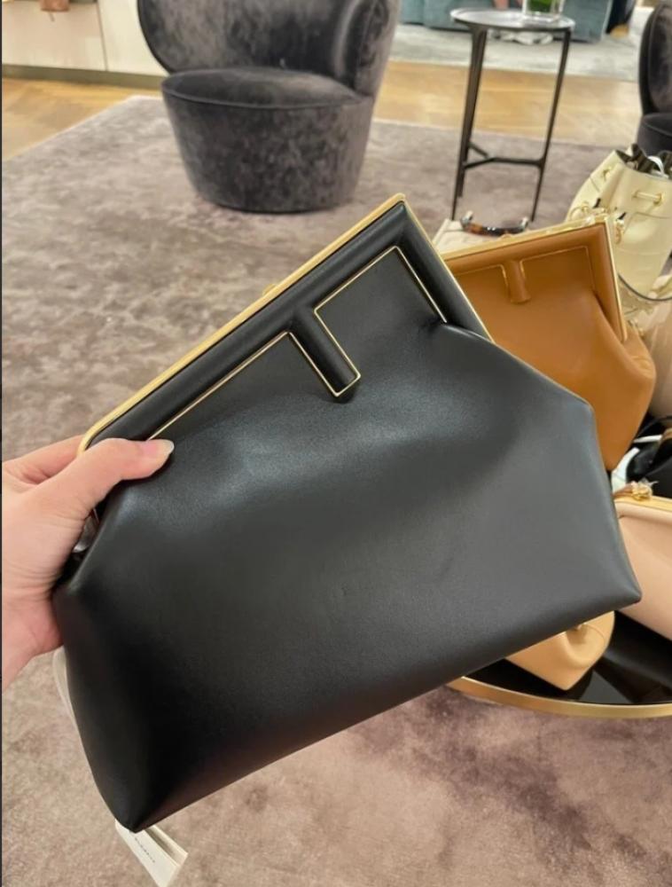 Fendi First Small black nappa leather bag,
