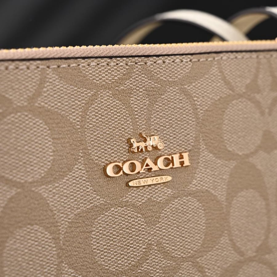 COACH women's bag zip zipper tote bag commuter large capacity bag presbyopia soft leather shoulder hand bag 4455