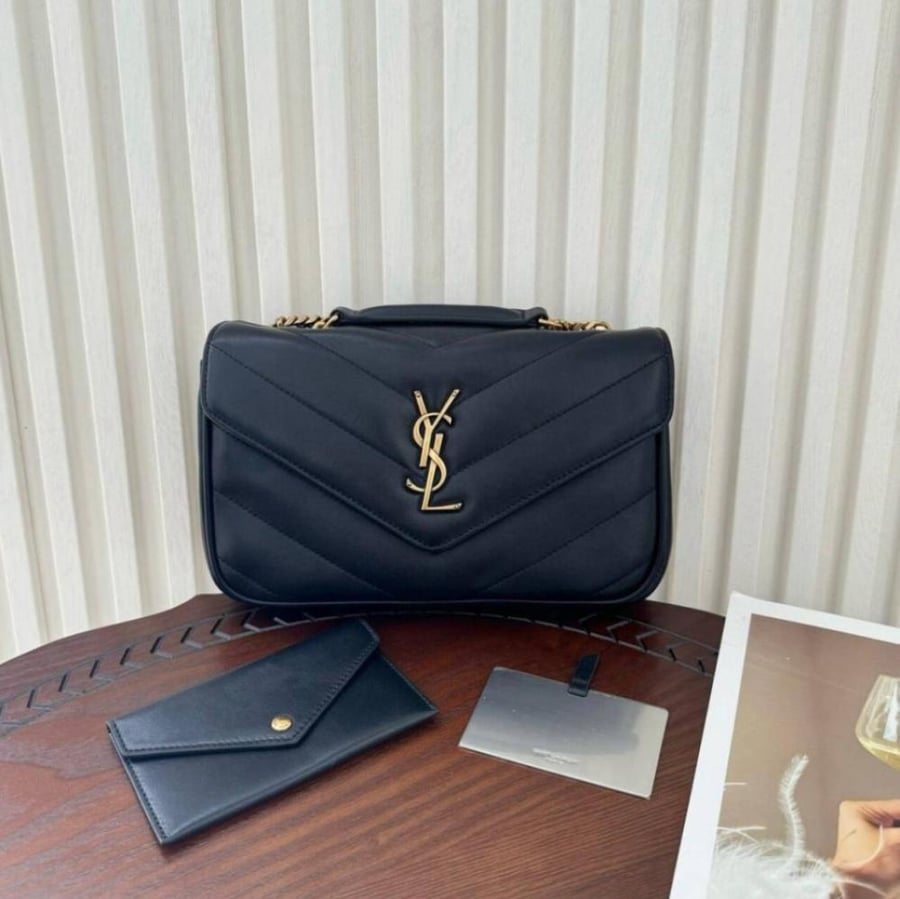 Saint Laurent Loulou Medium Shoulder Bag in black quilted leather