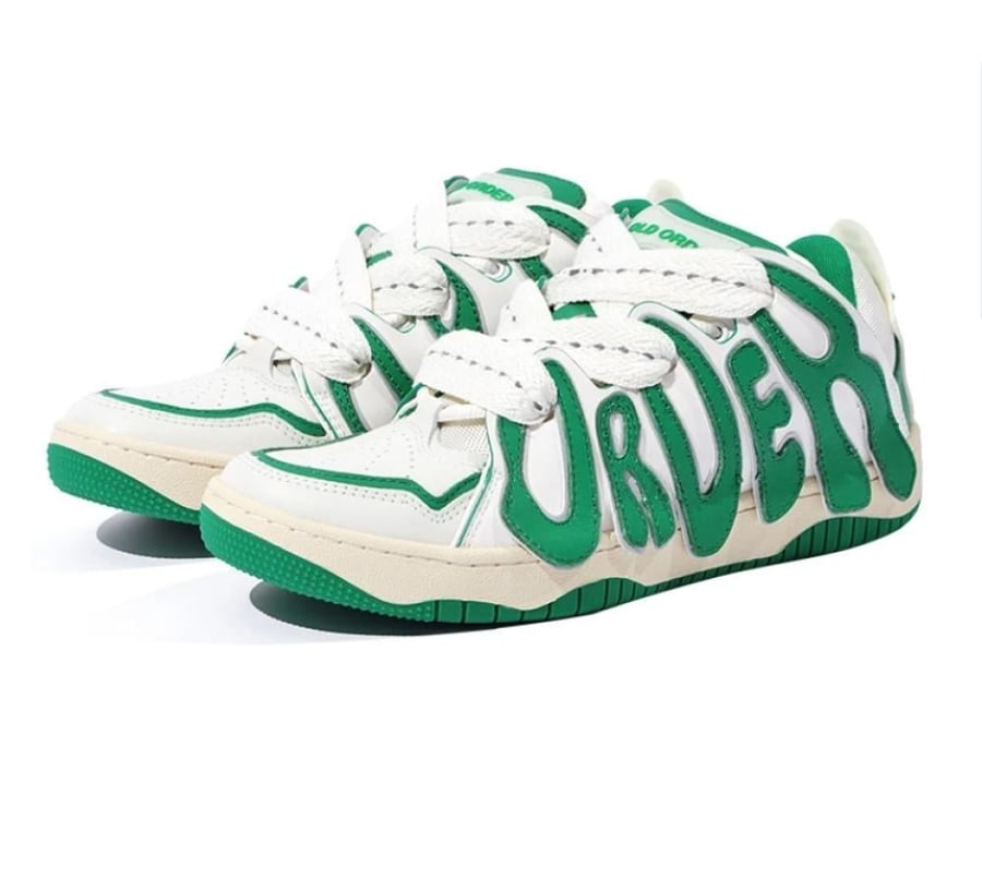 Old Order Skater 001 sneakers in an Olive Green and white