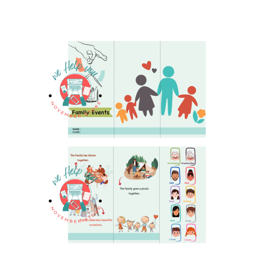 مطوية مادة انجليزي الوحدة الأولى ( Family Events ) - الصف الرابع الابتدائي - الفصل الدراسي الأول