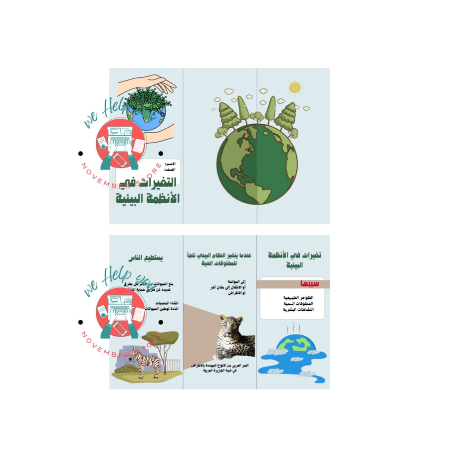 مطوية مادة العلوم ( التغيرات في الأنظمة البيئية ) - الصف الرابع الابتدائي - الفصل الدراسي الأول