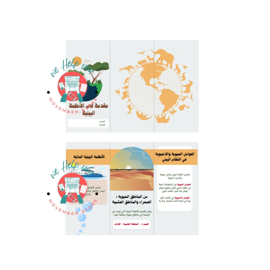 مطوية مادة العلوم ( مقدمة في الأنظمة البيئية ) - الصف الرابع الابتدائي - الفصل الدراسي الأول