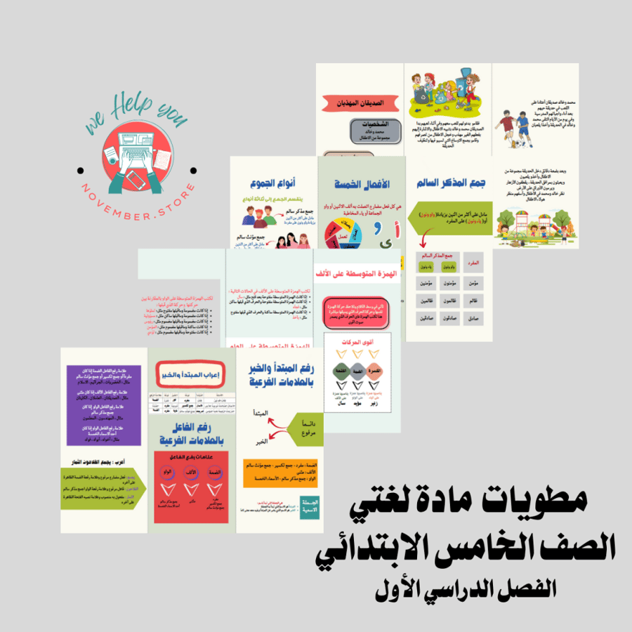 مطويات مادة لغتي لكامل الفصل الدراسي الأول ( 4 مطويات) - الصف الخامس الابتدائي - الفصل الدراسي الأول