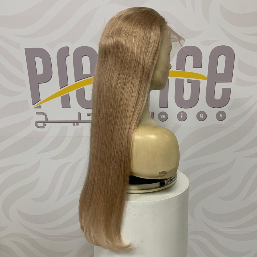 Natural hair wig 24 inch front roots lace skin color blonde