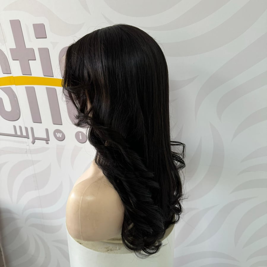 Natural hair wig 20 inch front lace layered