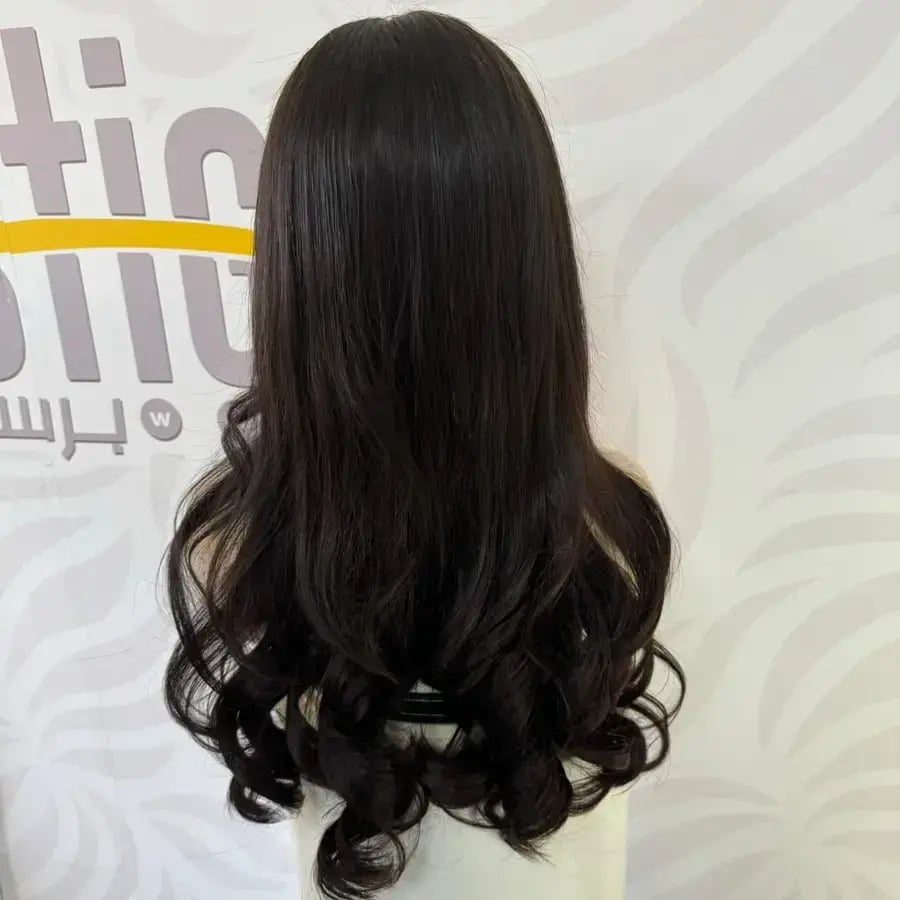 باروكة شعر طبيعي 24 انش كثافة عالية لون بني