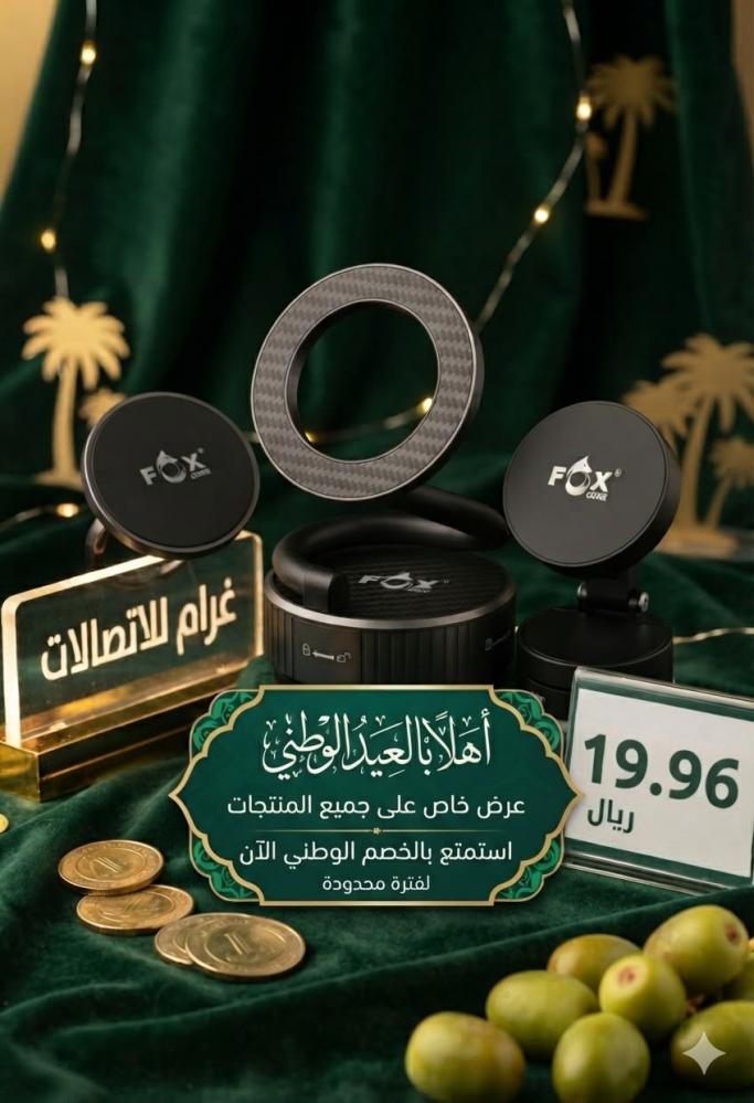 حامل موبايل 360 درجه للسيارة بقاعدة شفط مغناطيسية من FOX CORE [قاعدة دوران 360 درجة]، حامل موبايل مغناطيسي قابل للتعديل