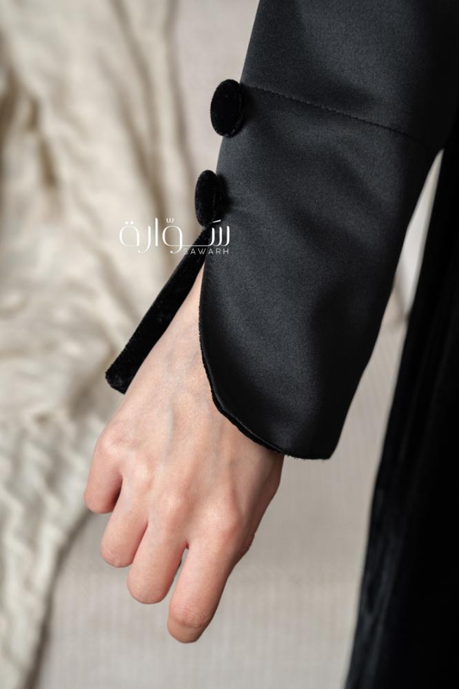 Winter abaya, qellab, velvet, insertions, flat