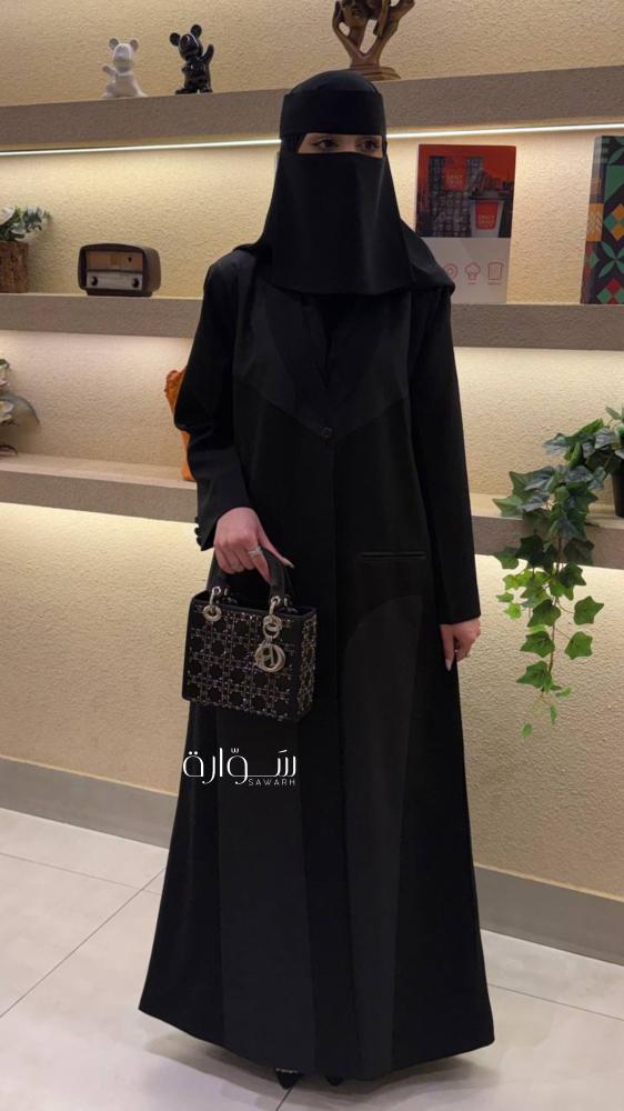 Abaya blazer with insertions, burlap, button