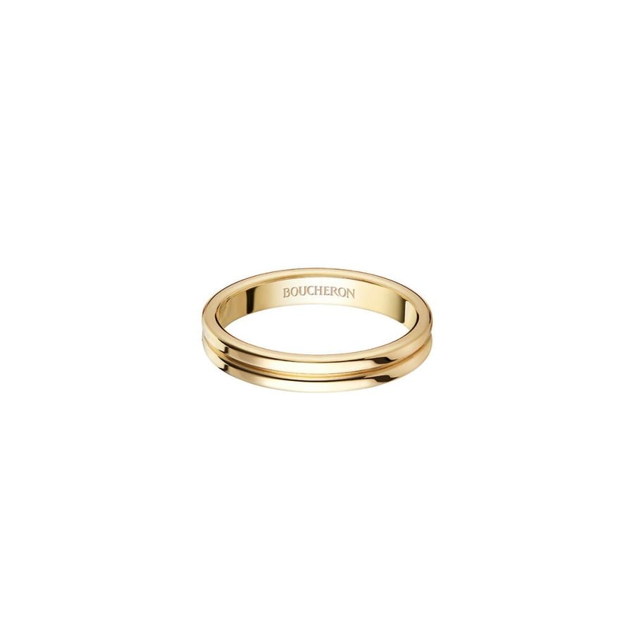 Double Godron ring of yellow gold