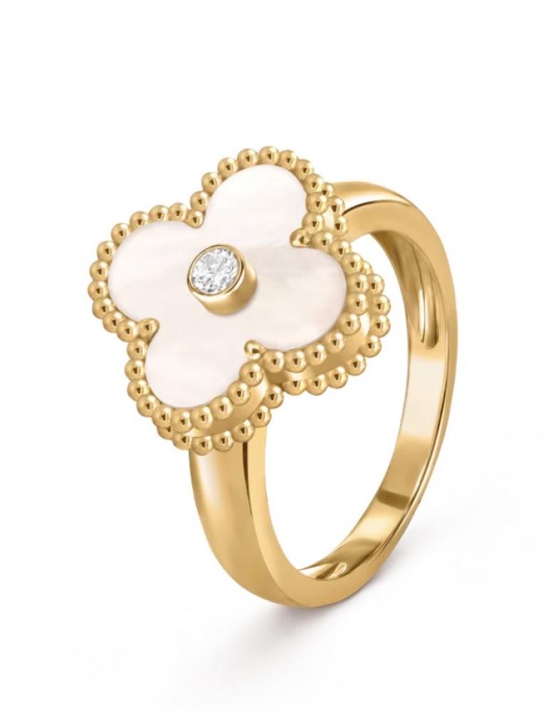 خاتم فان كليف وردة mother of pearl والماسه