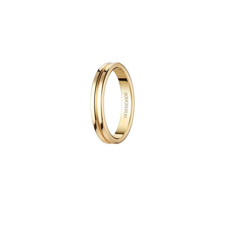 Double Godron ring of yellow gold