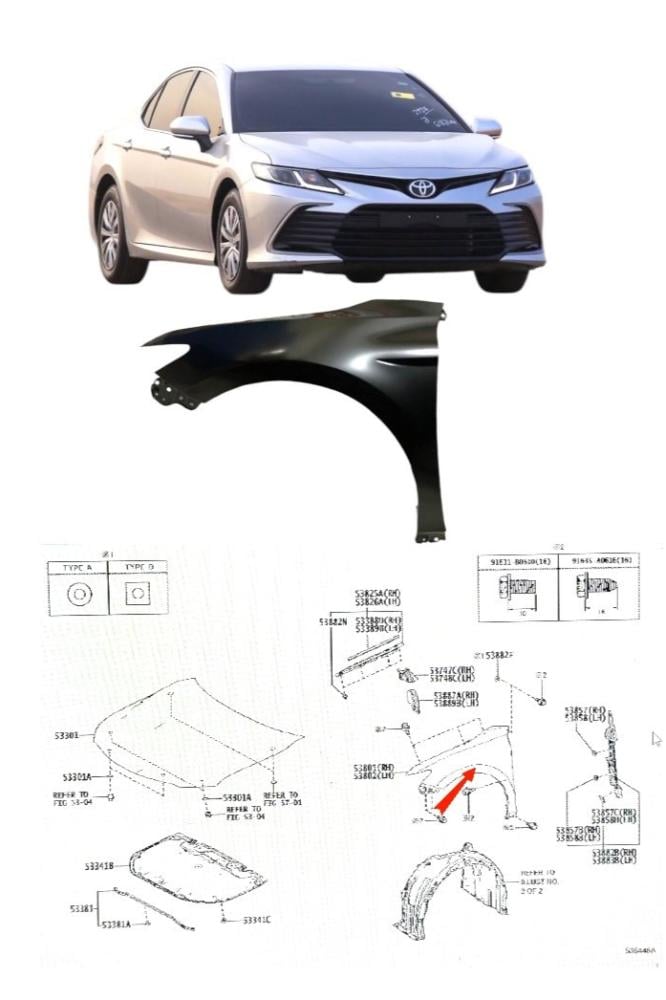 Left front fender for Camry 2018 / 2024 OEM
