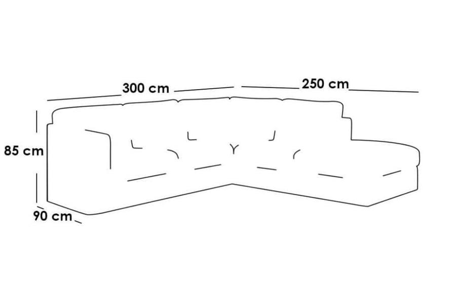 كنب زاوية فخامة مقاس 250*300*85*90سم