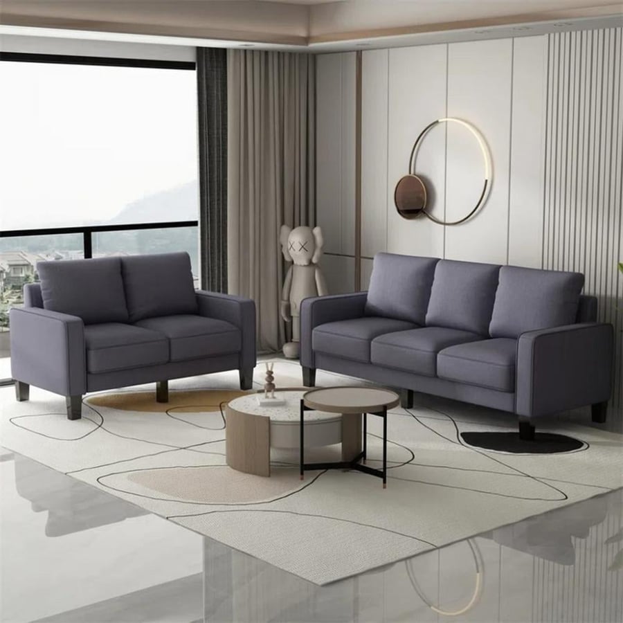 Living room set two pieces linen - multicolored