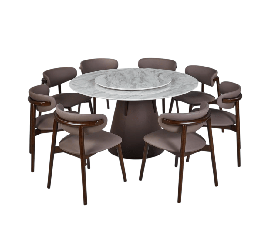 Round marble dining table 8 chairs