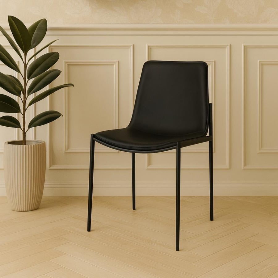Single black leather chair