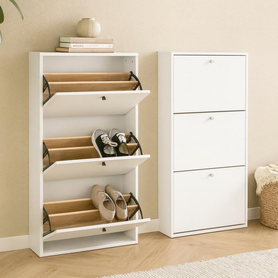 Shoe cabinet with 3 drawers, white