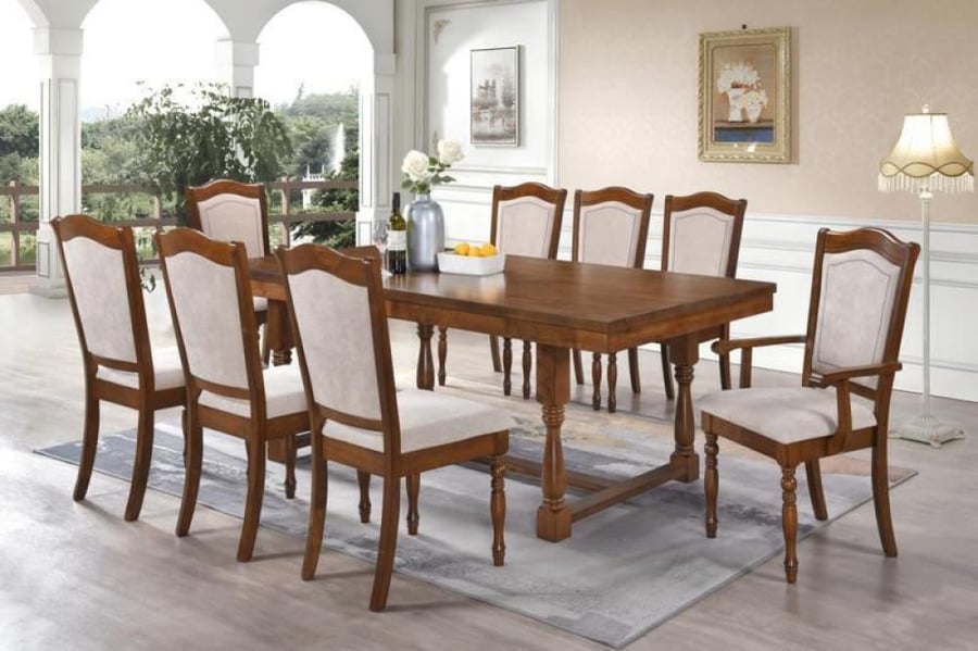 Wood dining table 8 chairs