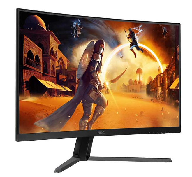 شاشة كمبيوتر الألعاب المنحنية CQ32G4E AOC بمقاس 31.5 بوصة 2K كيو اتش دي 2560x1440، اتش دي ار 10، تقنية العرض VA، معدل التحديث 180 هيرتز، سرعة الاستجابة 0.5 ملي ثانية، تقنية المزامنة Adaptive سينك - اسود / احمر