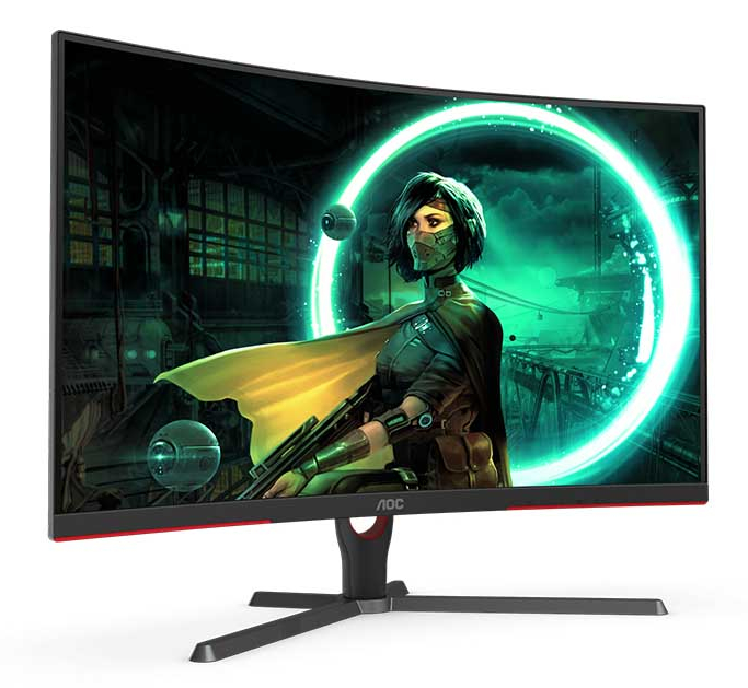 CQ32G3SE AOC شاشة كمبيوترالعاب منحنية 31.5 بوصة كيو اتش دي 2560x1440 اتش دي ار 10 تقنية العرض VA سرعة الاستجابة 1 ملي ثانية معدل التحديث 165 هيرتز متوافق مع تقنية AMD فري سينك بريميوم - اللون اسود / احمر