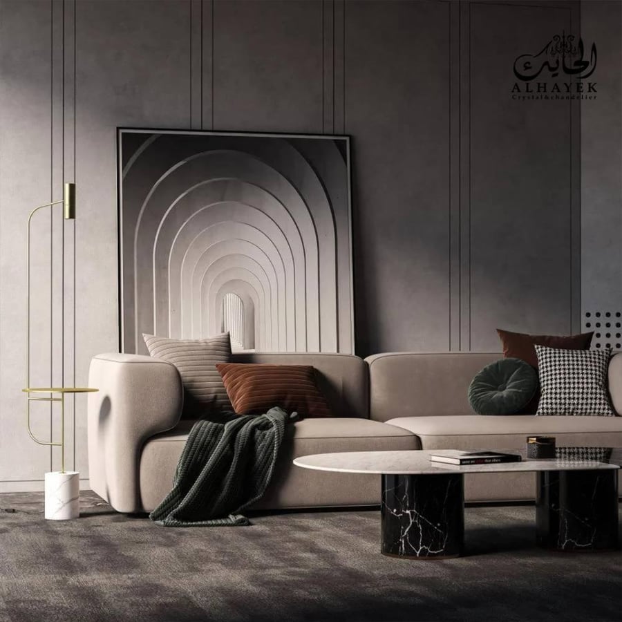 مصباح ارضي طويل مع رف جانبي