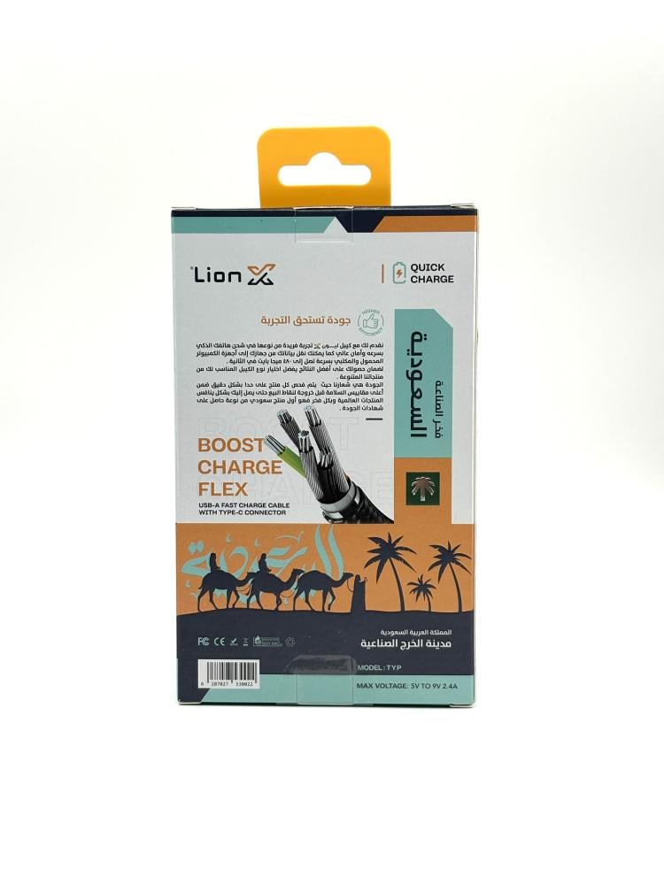 Lion X كابل بيانات شحن سريع من   USB-A إلى USB-C (1 متر)