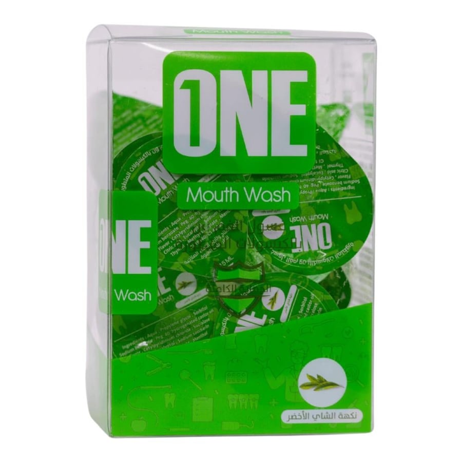 One Mouthwash Capsules, Green Tea Flavor, 15ml, 20 Capsules. Oral and dental care and long-lasting fresh breath.