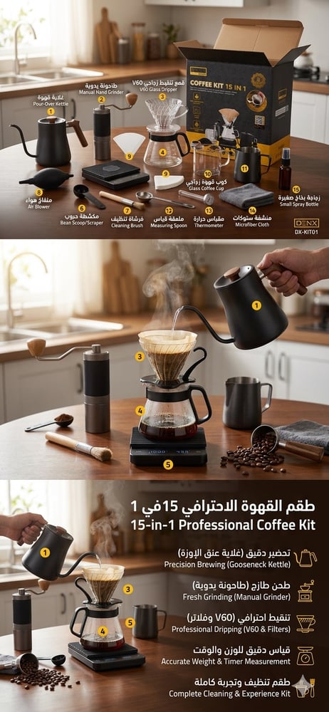 شنطة القهوة المقطرة 15 قطع DX4205 Coffee Kit