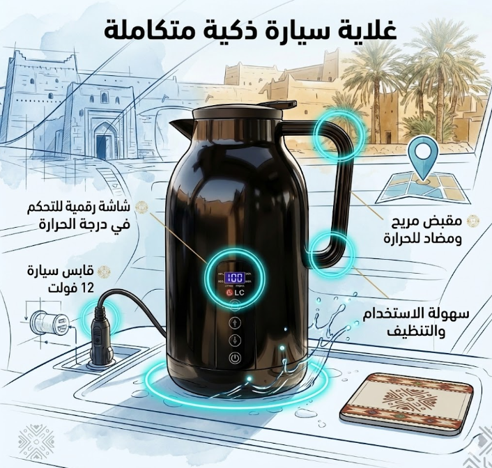 غلاية وترمس سيارة 12V-24V 1300ML DLC HT2254